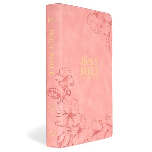 Image of KJV Holy Bible, Giant Print with Cross-References, Soft Pink LeatherTouch with Floral Cover Design, Thumb Index, Ribbon Marker, Red Letter, Full-Color Maps, Easy-to-Read MCM Type, King James Version
