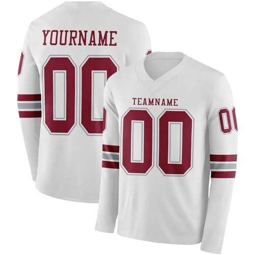 Custom Football Jerseys Long Sleeves Personalized Free Printed Name/Number/Team for