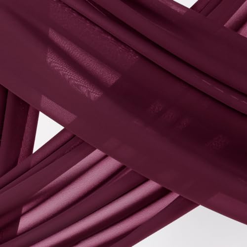 Image of Socomi Wedding Arch Draping Fabric 1 Panel 29 inch x 19Ft Burgundy Sheer Chiffon Curtain Drapes 6 Yards for Wedding Ceremony Birthday Party Decoration