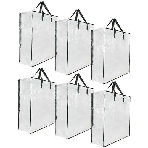 6 Pack Clear Storage Bags with Zipper and Handles, Blanket Bags For Closet Storage, Moving and Packing Supplies for College, Underbed Storage Organizer for Clothes Pillow Bedding Christmas Wreath