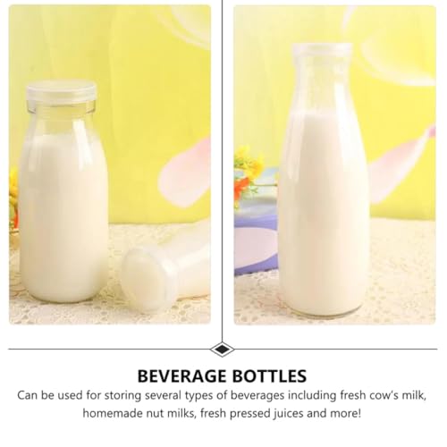 ROMISBABA 4-Pack 500ml Glass Milk Bottles with Lids - Ideal for Juices, Yogurt, and More - Eco-Friendly Containers for Home and Kitchen - Image 3