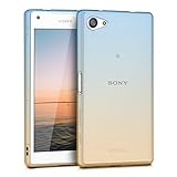 kwmobile Case for Sony Xperia Z5 Compact - Clear TPU Soft Phone Cover - Bicolor Design, Blue/Yellow/Transparent