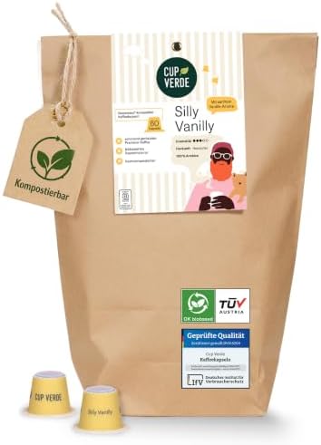 CUP VERDE Silly Vanilly Kaffeekapseln kompostierbar - [80 Kapseln - kompatibel mit Nespresso®] - Kaffee - 100% Arabica - Vanille - ohne Aluminium - Kapselkaffee - Röstkaffee - Kaff
