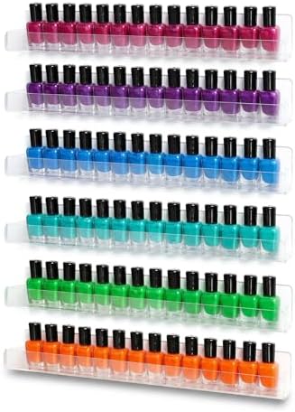 Umirokin 6 Packs Acrylic Nail Polish Rack Wall Mounted Shelf, Clear ...