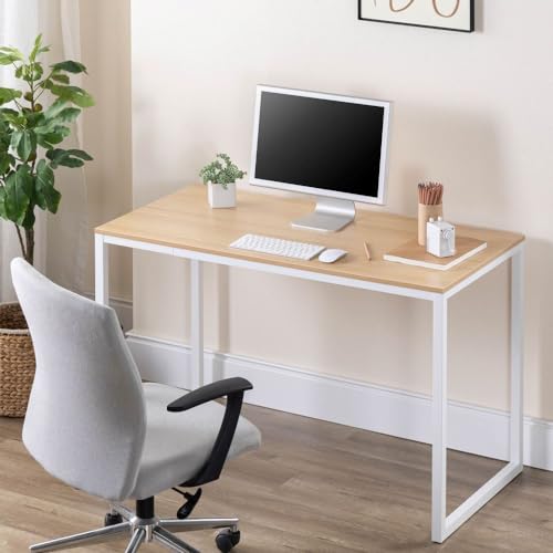 Image of Zinus Jennifer Desk Table 160x61x73 cm - Metal and Wood Office Desk - Multipurpose table - Natural Brown and White