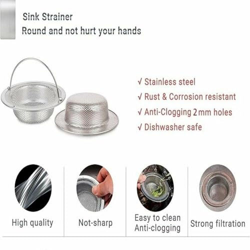 Image of Stainless Steel Kitchen Sink Strainer (NEW Handle Jali 2026)