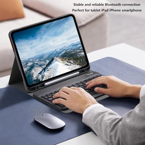 Combo de teclado e mouse Bluetooth ultrafino, portátil, recarregável, teclado sem fio para tablet An
