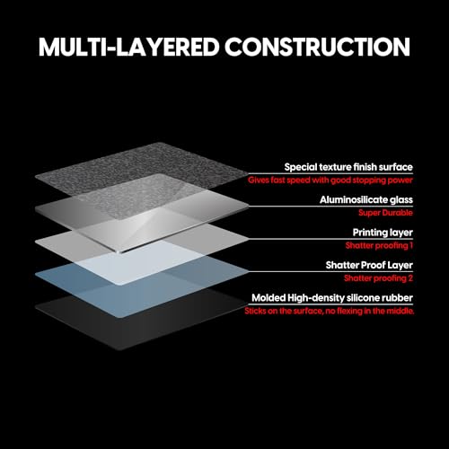 pulsar superglide glass gaming mouse pad v2 alumino-silicate glass surface anti-slip fully molded high-density silicone rubber 165in x 13in l red