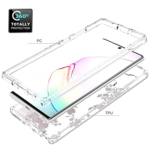 Coque pour Galaxy Note 10 Plus 5G romantique fleur rose, coque souple antichoc transparente - 4