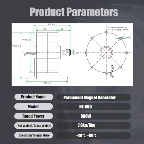 Generador de imanes permanentes de 12000 W y Bajas RPM, generador de imanes permanentes de CA trifásico sin Engranajes, Buena disipación de Calor, con rectificador, para turbinas eólicas hidráuli