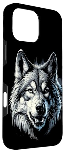 Hülle für iPhone 16 Pro Max Majestätischer grauer Wolf (Canis Lupus) Portrait-Grafik
