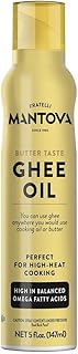 Mantova Ghee Butter Spray with Olive Oil and Avocado Oil - High in Naturally Balanced Omega Fatty Acids, Perfect for High-Heat Cooking, Baking, and Grilling, 5 Fl Oz Non-Aerosol Spray Bottle
