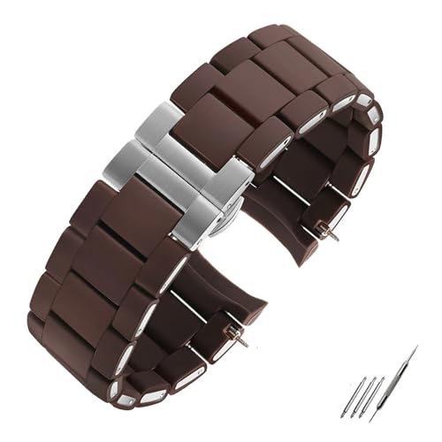 SiChouwz �J�[�u�G���h�E�H�b�`�o���h Armani AR5905 5890 5919 5906 5891 5920 20mm 23mm �u���b�N �u���E�� ���[�Y�S�[���h �X�g���b�v�Ή�(Brown silver,20mm for women)