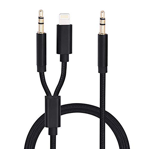 KREIDE Aux Cord for Car 2 in 1 Universal Hi-Fi Stereo Audio Cable Compatible with Phone 11 X XS Max 8 7 S Plus and Other 3.5 mm Port Devices for Speaker Headphone and Car Aux
