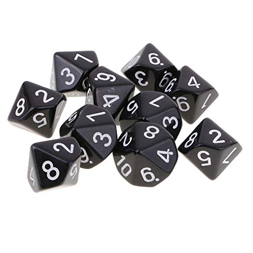 Yourandoll 10 STÜCKE Polyedrische Würfel D10 Würfel Dice Spielwürfel for DND RPG Tischspiele (Schwarz)