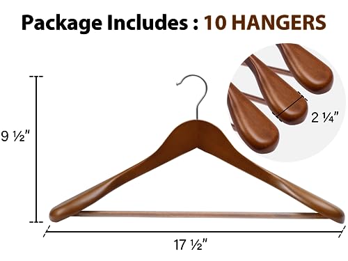 StorageWorks Kleiderbügel breite Schulterauflage, 10er-Pack Zedernholz Kleiderbügel Holz Premium, extrabreite Kleiderbügel Holz Anzug, Schrank Holzbügel, Kleiderbügel für schwere Jacken und Mäntel
