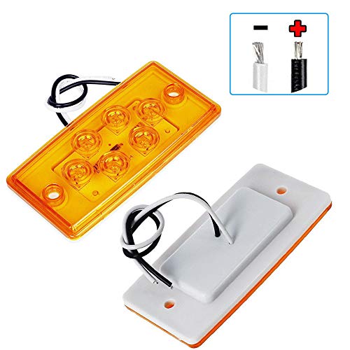 Npauto 5Pcs Freightliner Cab Lights 6 Led Amber Roof Top Clearance Marker Lights Compatible For Freightliner Century Columbia Volvo Truck Trailer Camper [Waterproof, Flush Mount] #TOP4