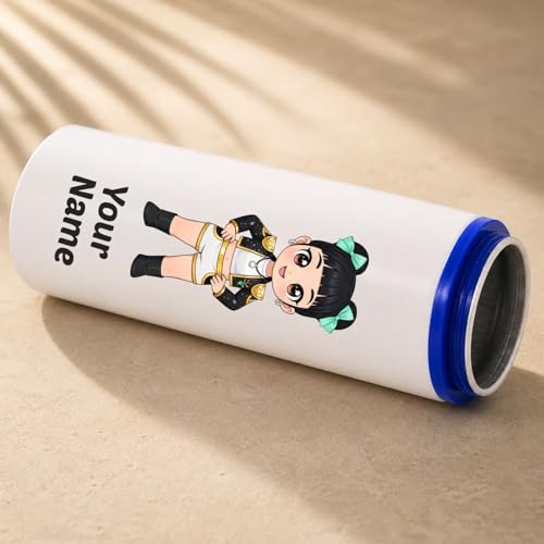 Image of Korean Style Personalized Water Bottle 800ml | Aluminium Custom Name Bottle with Clip | Cute Cartoon Design | Ideal for Kids, School, Return Gifts|Birthday Return Gift