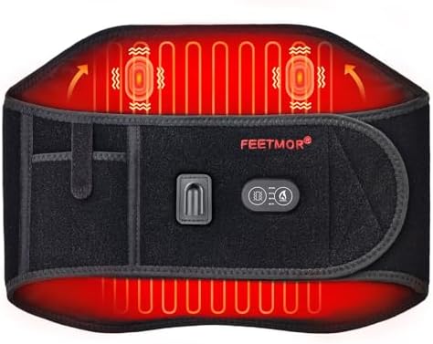 FEETMOR Portable Heating pad, Rechargeable Battery Powered, and Support The Belly and Back simultaneously Heating,Heating pad with 3 Heating Levels and 3 Vibration Modes for Effective Relief of Low.