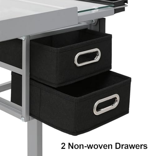 Mobile Table Bedside Stand Adjustable Office and Home Folding Table,Drafting Table,Drawing Table, Art Desk, Adjustable Drafting Table with Glass Tablet(