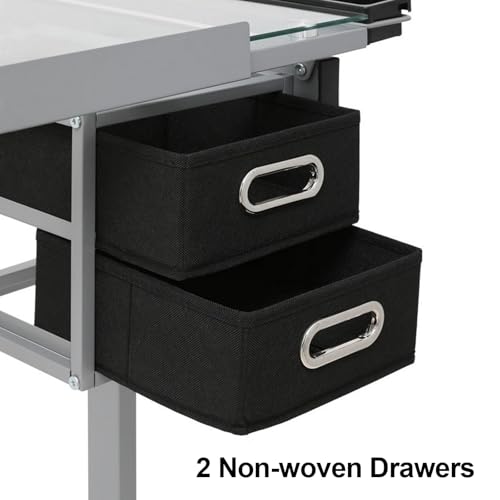 Table de dessin avec plateau de verre inclinable pour ranger vos outils