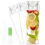 Cute Milk Carton Water Bottle 33oz (3 Pack) + Long Reusable Straw + Cleaning Brush | Clear Acrylic...