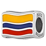 Flags Travel Country 925 Sterling Silver Charm Bead For Pandora & Similar Charm Bracelets or Necklaces (Colombia Colombian)