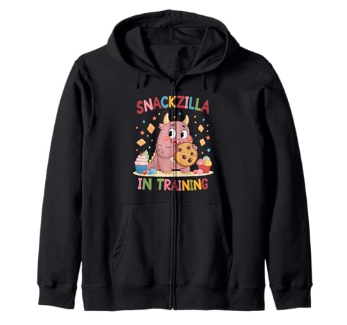 Cute 'Snackzilla in Training' Graphic for Children Zip Hoodie