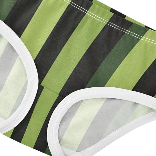 Green Vertical Stripes Panties for Girl Toddler Girls Underwear Cotton Animals Briefs Kids Undies 2t4