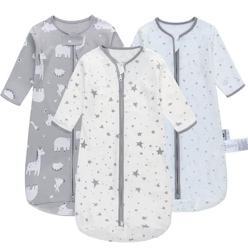 Miracle Baby Sleep Sack with Long Sleeve, 100% Breathable Cotton Wearable Blanket with Two-Way Zipper for Infants 0&ndash;18 Months