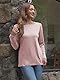 Cuptacc T-Shirts Für Damen Basic Langarmshirt Rundhalsausschnitt Damen Langarm Elegant Einfarbig Tops Hellrosa M 38-40
