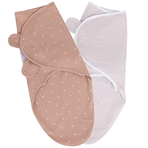Image of Ely's & Co. Adjustable Swaddle Blanket Infant Baby Wrap 2 Pack (Pink Tulip, 0-3 Months)