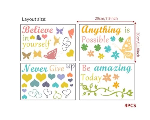 Colorful Inspirational English Butterfly Pvc Stickers Children's Room Bedroom Decorative Wall Stickers Easy To Paste Decorative Stickers Photography Props Outfits (Mint Green, One Size) #TOP1