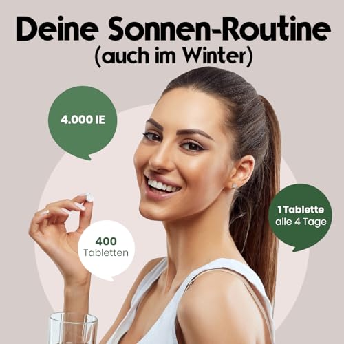 Vitamin D3 4000 IE hochdosiert - 400 Tabletten - vegetarisch & produziert in Deutschland - Verpackung kann variieren