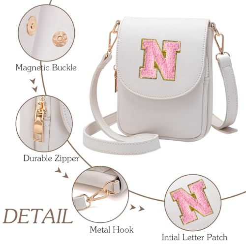 Image of Viverte Crossbody Purse for Teen Girls Small Initial Cell Phone Toddler Purse Leather Triple Compartment Crossbody Bags