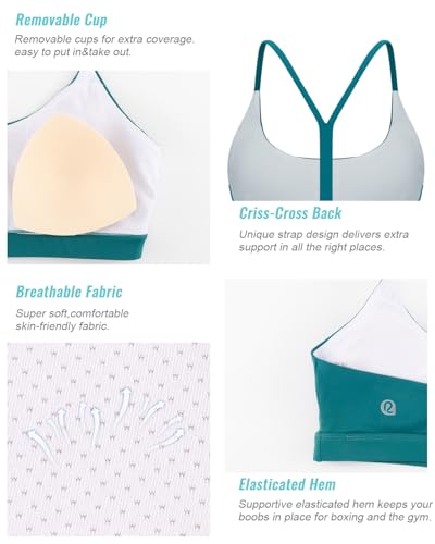Image of RUNNING GIRL Sports Bras for Women,Y-Back Medium Support Workout Sports Bra Padded Racerback Supportive Bras Push up(WX3048 Storm Teal S)