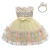 Princess Girls Bowknot New Year Pageant Dresses Sleeveless Prom Tulle Layered Toddler Party Dresses...