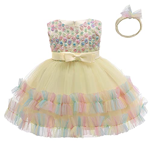 NSSMWTTC Baby Girls Easter Layered Dress Kids Tutu Gown Ruffles Christmas Formal Party Dresses with Headwear (Light Yellow,70) NSSMWTTC Baby Girls Easter Layered Dress Kids Tutu Gown Ruffles Christmas Formal Party Dresses with Headwear (Light Yellow,70)