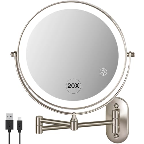 VORREMIRR Miroir Grossissant 20X 8.5po Lumière Tactile Nickel