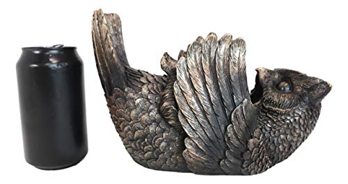 Ebros Bronzed Resin Wisdom Of The Forest Great Horned Owl Drinking Wine Bottle Holder Figurine 9.25" L Decorative Party Hosting Sculpture Accessory Owls Statue #TOP6