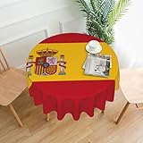 LPLSNWS Mantel redondo con estampado de bandera de España, tamaño de 60 pulgadas, adecuado para decoración de cocina y comedor.
