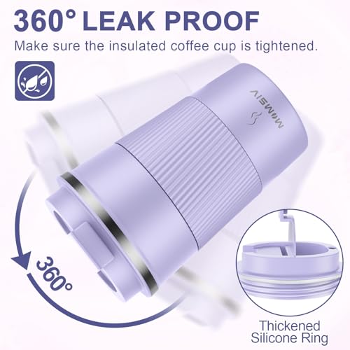 Image of MOMSIV 12oz Travel Mug, Insulated Coffee Cup with Leakproof Lid, Vacuum Stainless Steel Double Walled Reusable Tumbler for Hot and Cold Water Coffee and Tea In Travel and Car