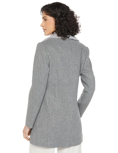 Image of Qube By Fort Collins Women's Semi-Long Tweed Coat with Knitted Finish - Elegant Winter Outerwear for Casual and Formal Looks