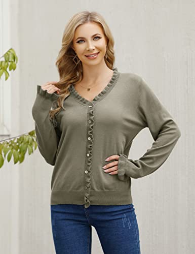 Womens Basic Open Front Knit Cardigans Casual Loose Cardigan Sweaters Khaki #TOP2