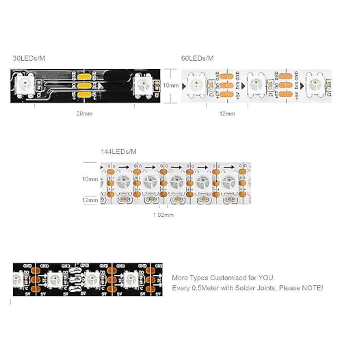 Tira de LED RGB WS2812B 16.4 pies 300 LEDs IP30 miniatura 2