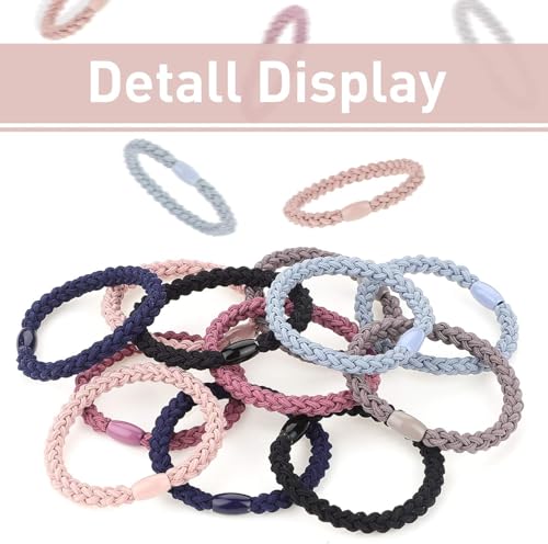 Image of BIRDWARE Black Hair Ties for Women Girls, Seamless Thick Black Hair Band, Multi color Elastic Hair Ties No Damage Ponytail Holder (10Pc Snap Ring)