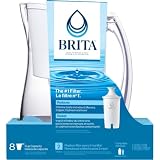 Brita 8 Cup Water Filter Pitcher with 1 Brita Standard Filter, Made Without BPA, Marina, White