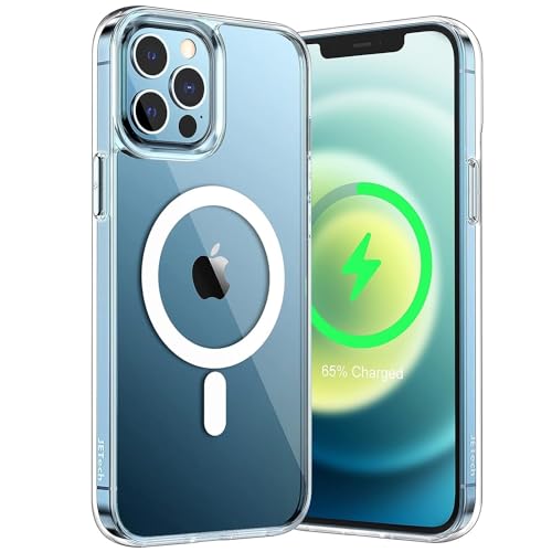 Image of JETech Magnetic Cover Case for iPhone 12 Pro Max 6.7-Inch Compatible with MagSafe Wireless Charging, Shockproof Phone Bumper Cover, Anti-Scratch Clear Back (Clear)