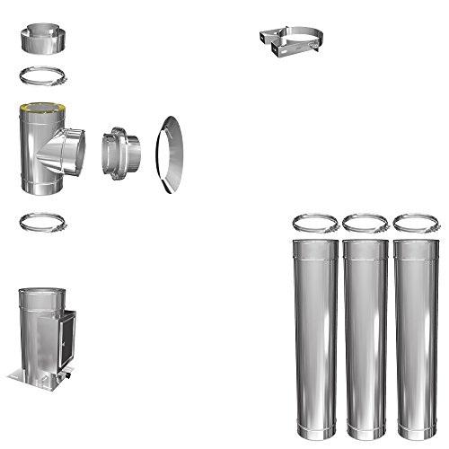 Edelstahlschornstein Schornstein Bausatz doppelwandig DW 130 Höhe 4,0 m Cover
