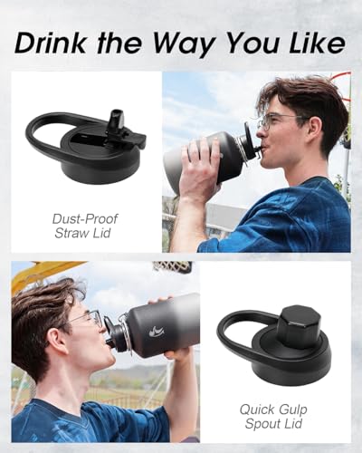 Image of Coolflask Half Gallon Water Bottle Insulated Stainless Steel with Strap